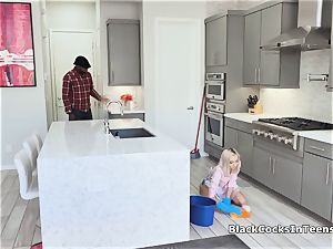 nubile housekeeper cleans homeowners huge ebony cock